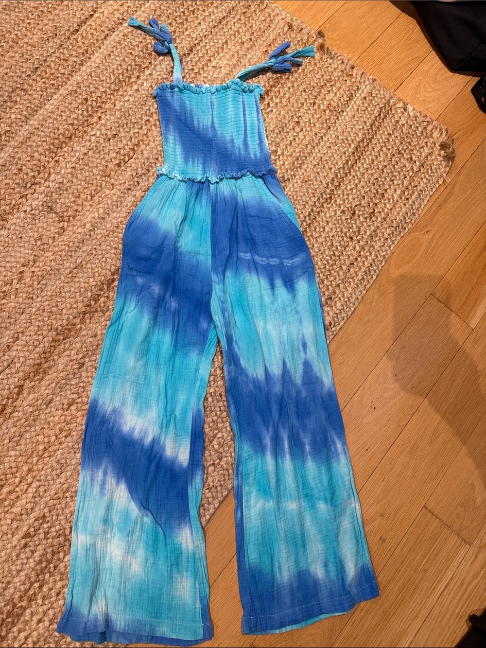 Blue Tie-Dye Wide Leg Jumpsuit